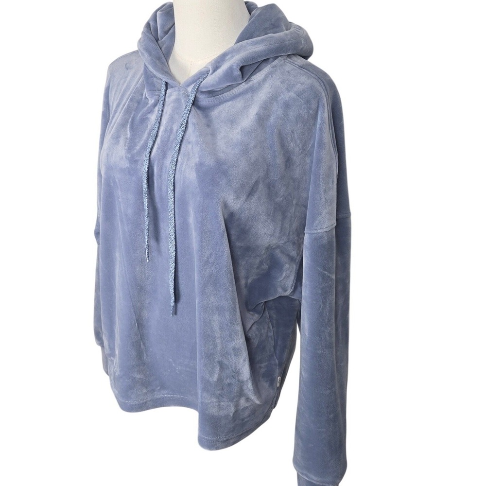 UGG Velour Hoodie XL Dusty Blue Plush Lounge Pullover Soft Cozy Oversized Top